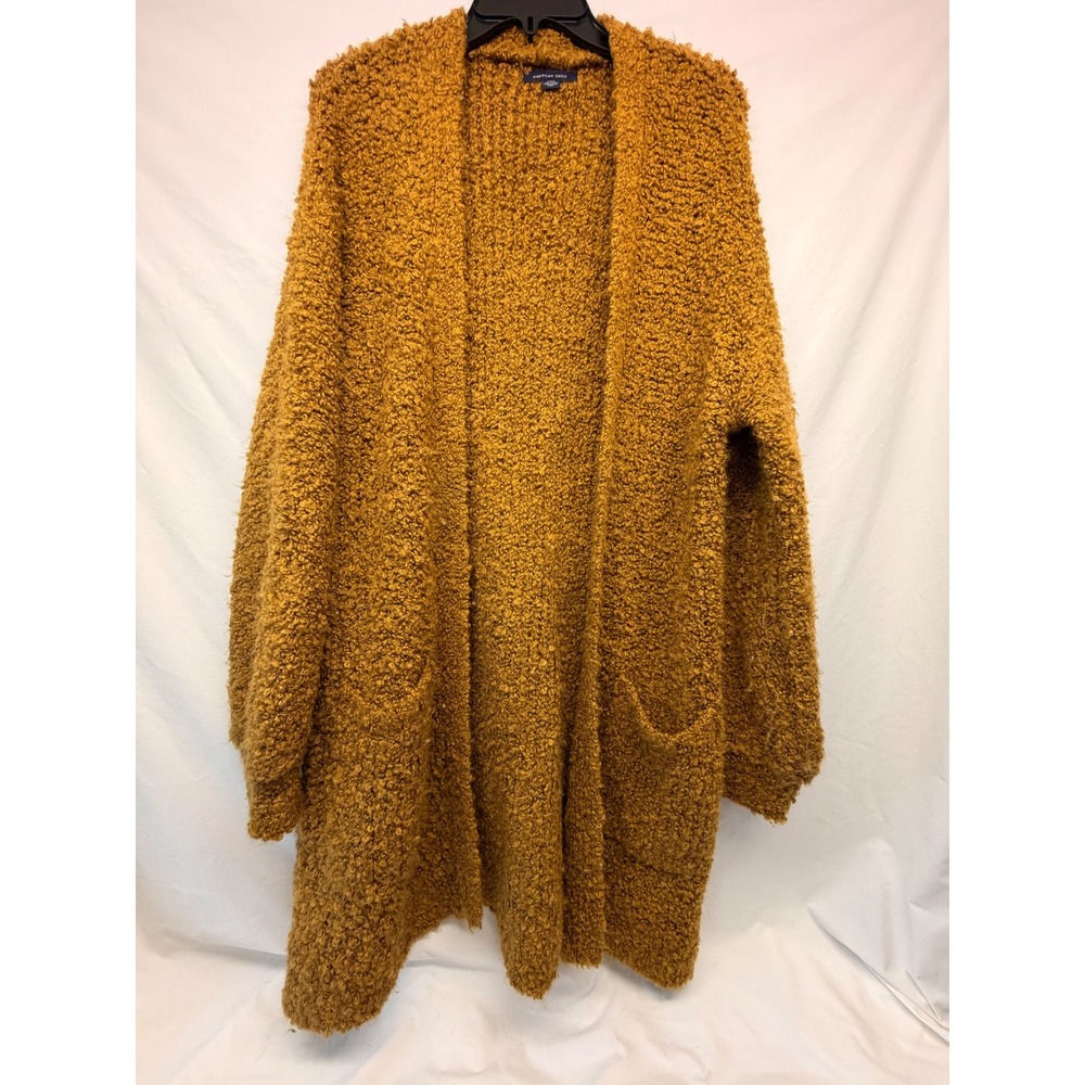 American Eagle Mustard Yellow Wool Blend Fuzzy Oversized Knit Long Cardigan S